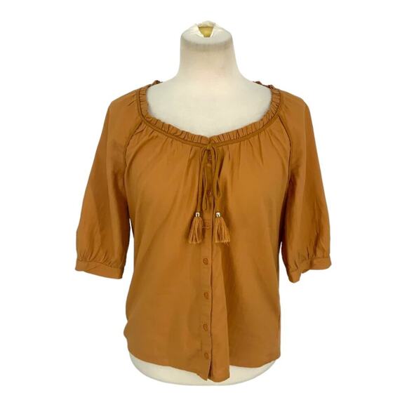 Paige Yoanna Boho Elbow Length Sleeve Top In Turmeric Size Small $158 MSRP - Picture 2 of 8
